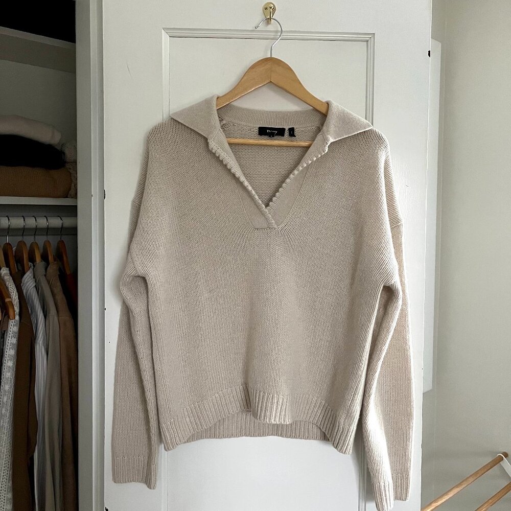 Theory Scallop Polo Sweater